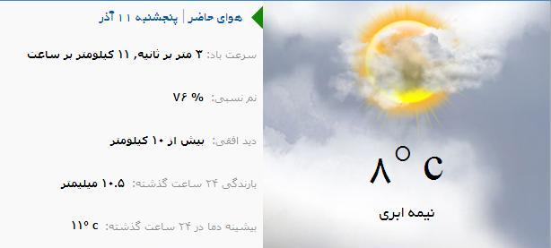 آب و هوا - آذربایجان شرقی 11آذر ماه  95