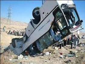 واژگونی یک دستگاه اتوبوس در محور زابل-زاهدان