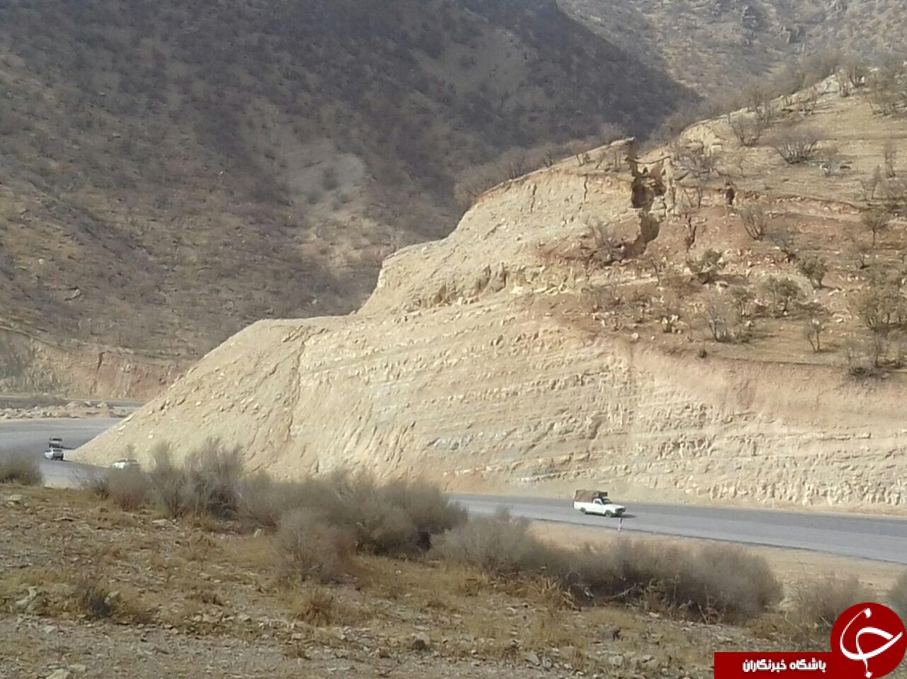 خطر ریزش کوه در جاده سرابله - ایلام + تصاویر