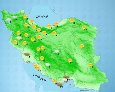رگبار باران در جنوب غرب کشور + جدول