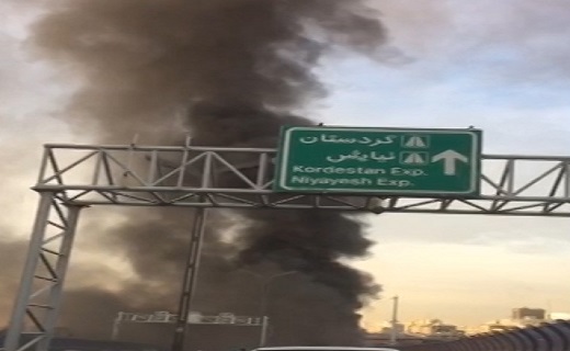 آتش سوزی شدید در اتوبان صدر! + فیلم