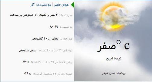 آب و هوا - آذربایجان شرقی 15 آذر ماه  95