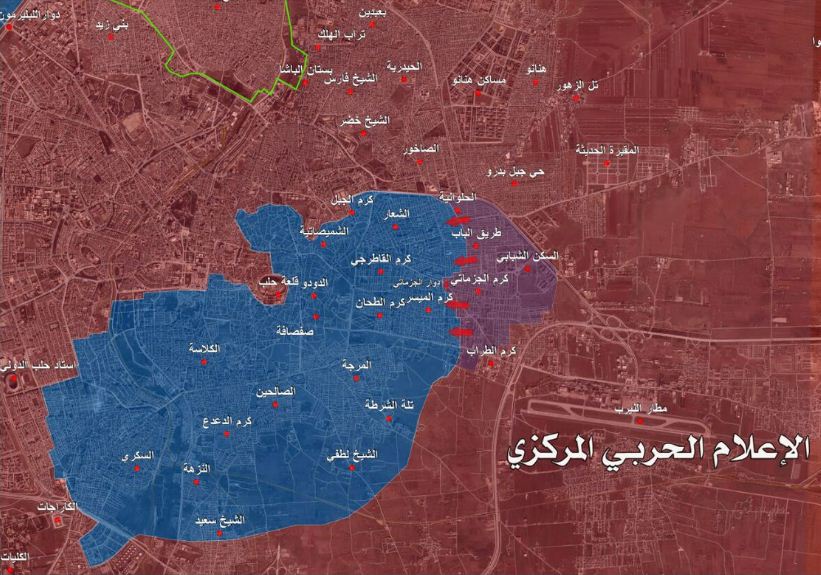 نفس تروریست‌های جیش‌الفتح در شرق حلب به شماره افتاد + نقشه و جزئیات