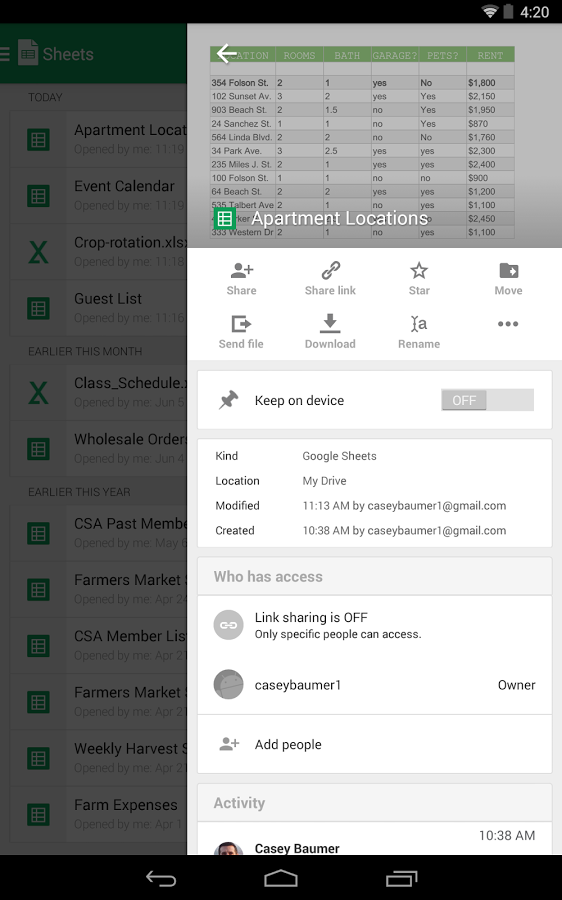 Google Sheets Google Sheets