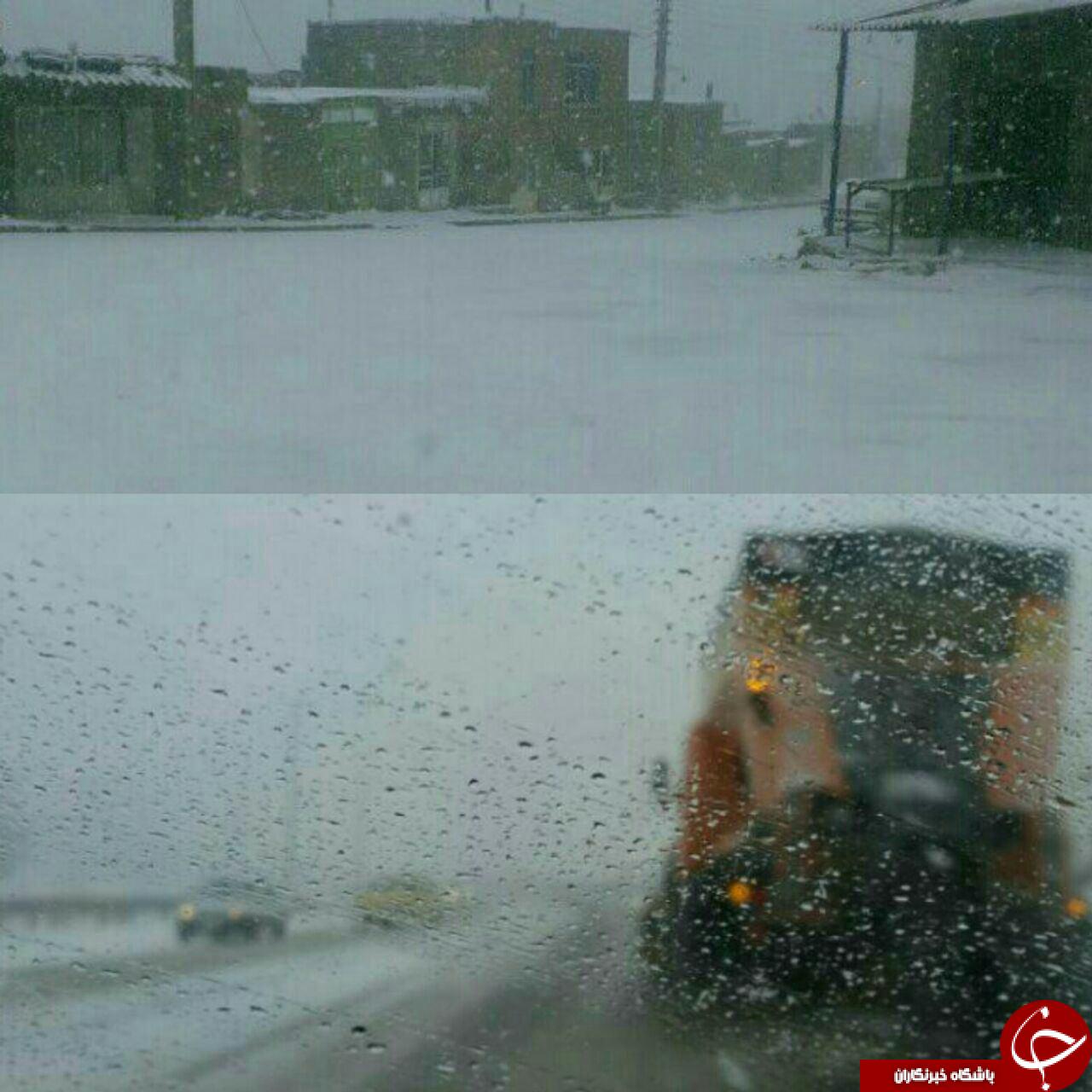آغاز بارش برف در مناطق اطراف شهر اورمیه+تصاویر