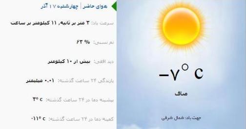 آب و هوا - آذربایجان شرقی 17آذر ماه  95