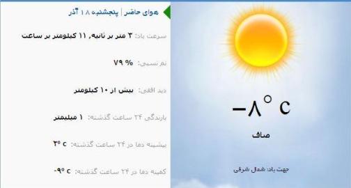 آب و هوا - آذربایجان شرقی 18 آذر ماه  95