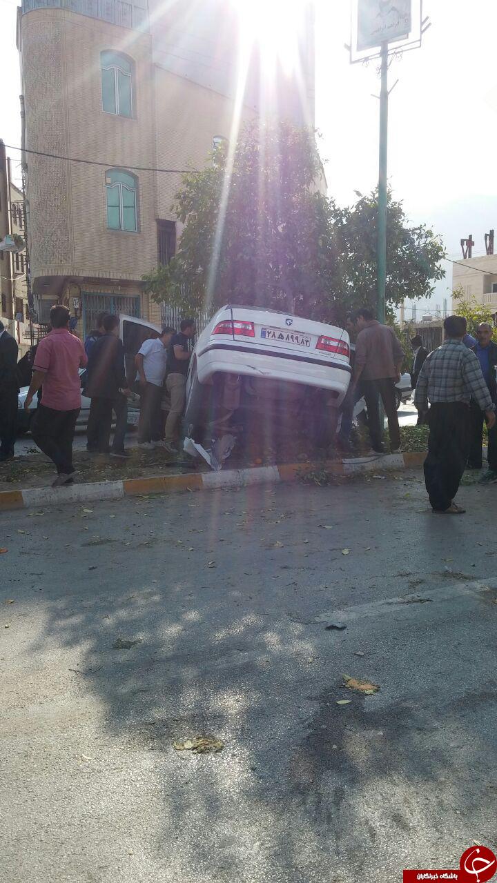 برخورد سمند با درخت در بلوار معلم جهرم + تصاویر