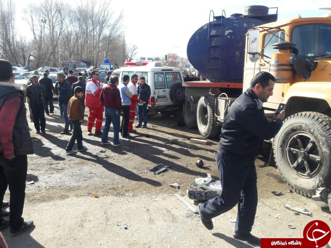 تصادف وحشتناک یک دستگاه تانکر حامل سوخت در جاده بین المللی ماکو + تصاویر