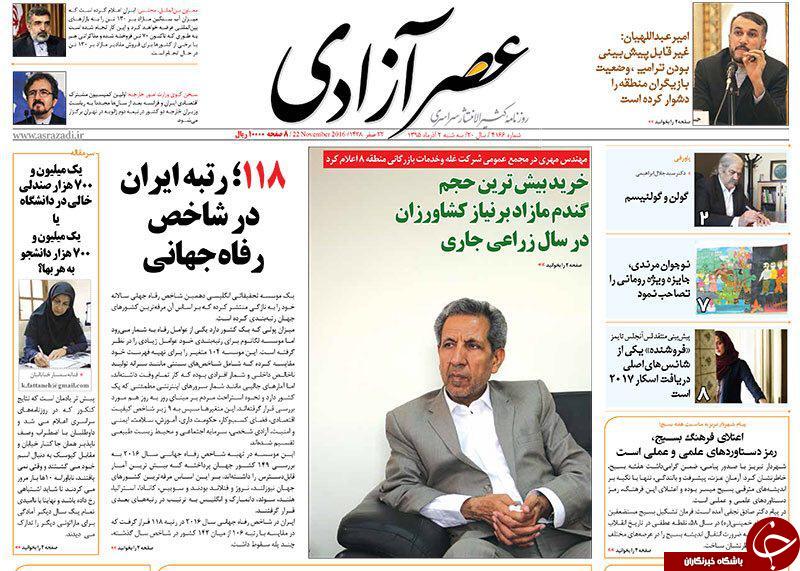 صفحه نخست روزنامه استان&zwnj;آذربایجان شرقی 3شنبه 2 آذر ماه