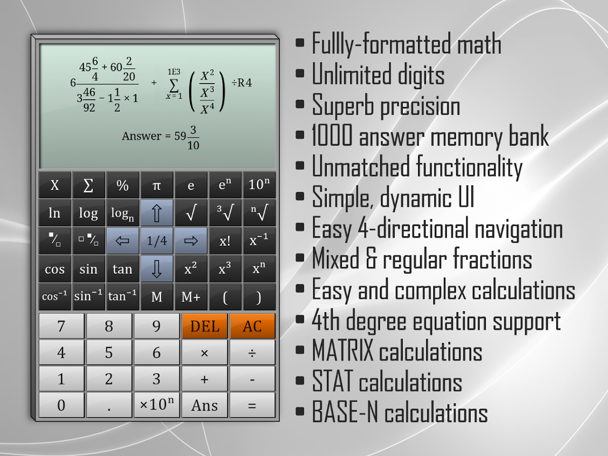 دانلود ماشین حساب مهندسی برای اندروید /  Full Scientific Calculator Pro کاملترین نرم افزار ماشین حساب