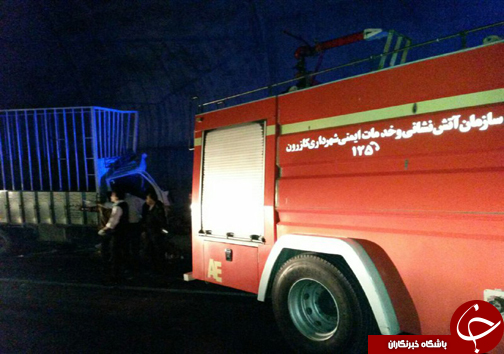 مرگ راننده در برخورد خودرو به دیواره تونل+تصاویر