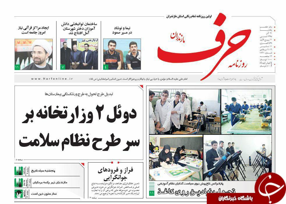 صفحه نخست روزنامه های استان یکشنبه 21 آذرماه