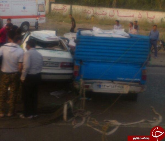 یک کشته و 2 مصدوم در تصادف هولناک سمند با نیسان