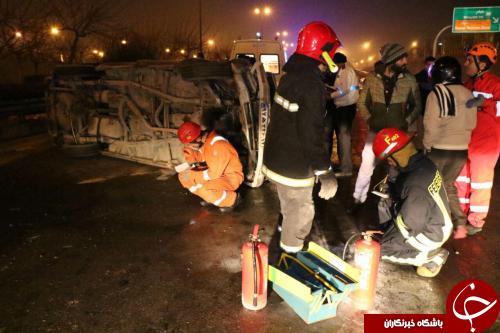 مصدوم شدن یک آتش نشان در آتش سوزی منزل مسکونی