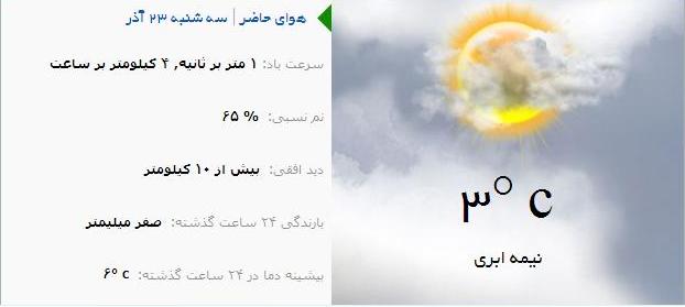 آب و هوا - آذربایجان شرقی 23 آذر ماه  95
