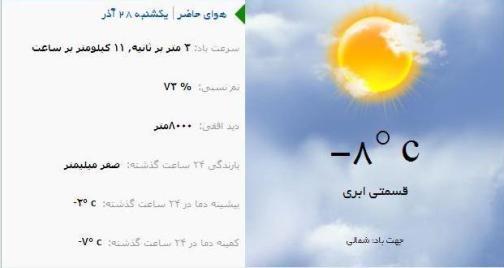 آب و هوا - آذربایجان شرقی 28 آذر ماه  95