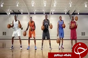 موسیقی جشن کریسمس با دریبل توپ بسکتبال+فیلم