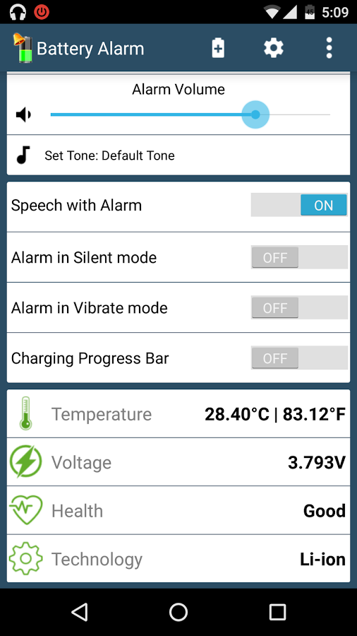 Full Battery Alarm