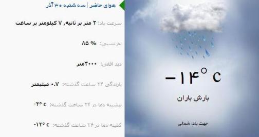 آب و هوا - آذربایجان شرقی 30آذر ماه  95
