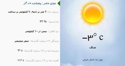 آب و هوا - آذربایجان شرقی 4 آذر ماه  95