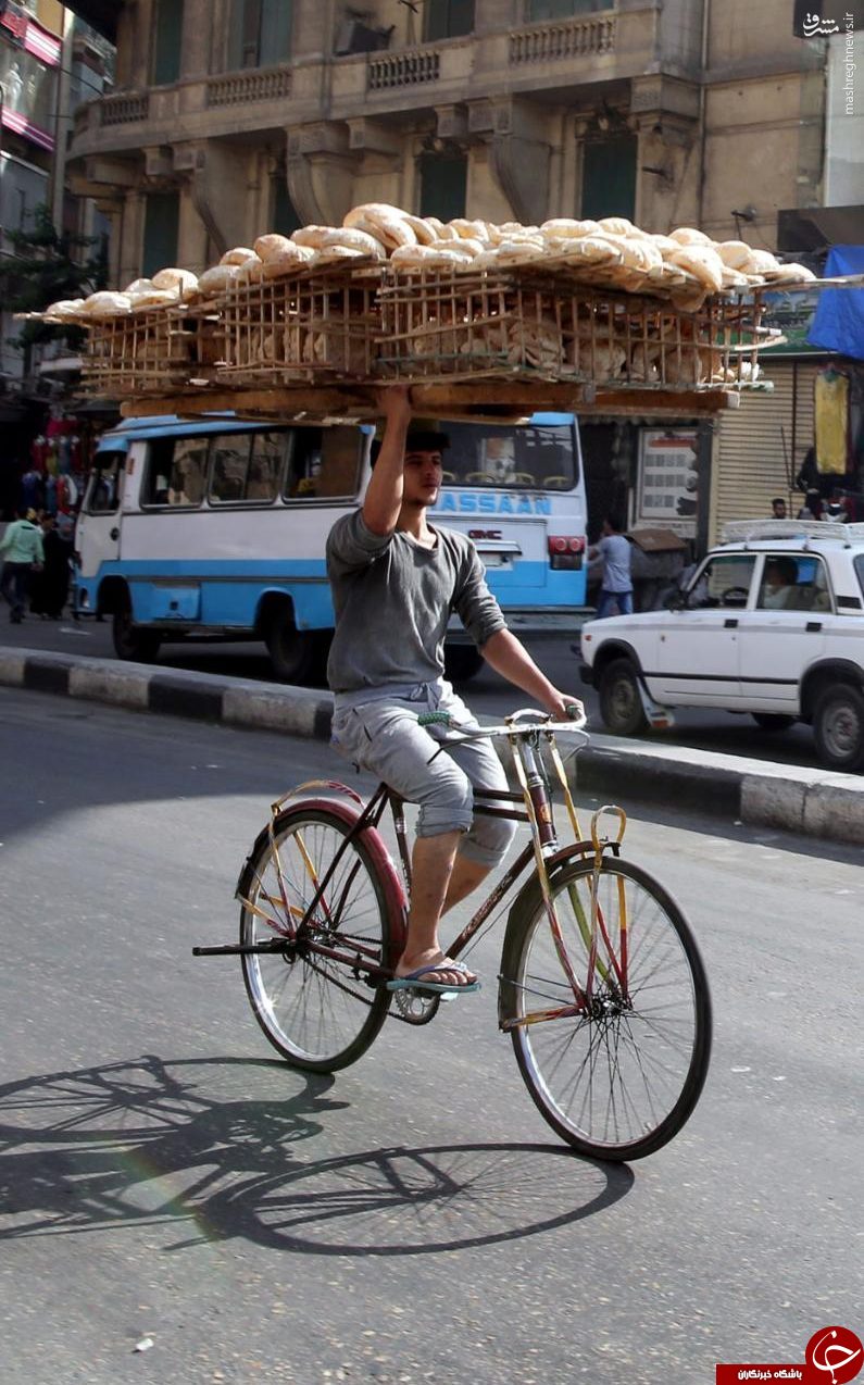 عکس/ حمل نان به سبک یک مصری