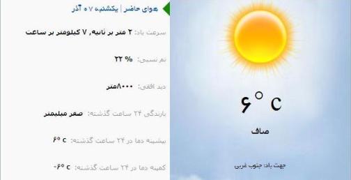 آب و هوا - آذربایجان شرقی 7 آذر ماه  95
