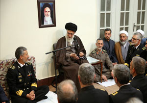 جمعی از فرماندهان و مسئولان نیروی دریایی ارتش جمهوری اسلامی ایران با رهبر معظم انقلاب  دیدار کردند