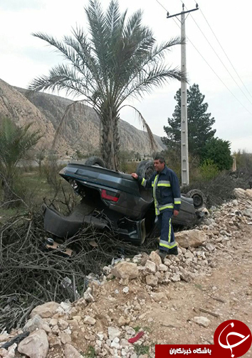 2 مصدوم در واژگونی خودرو پژو
