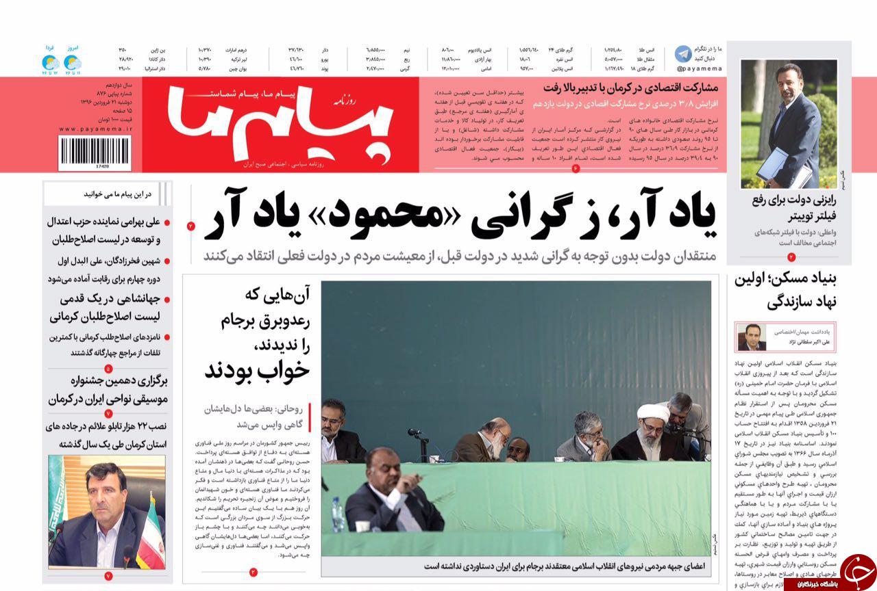 تصاویر صفحه نخست روزنامه های استان کرمان دو شنبه 21فروردین را مشاهده کنید