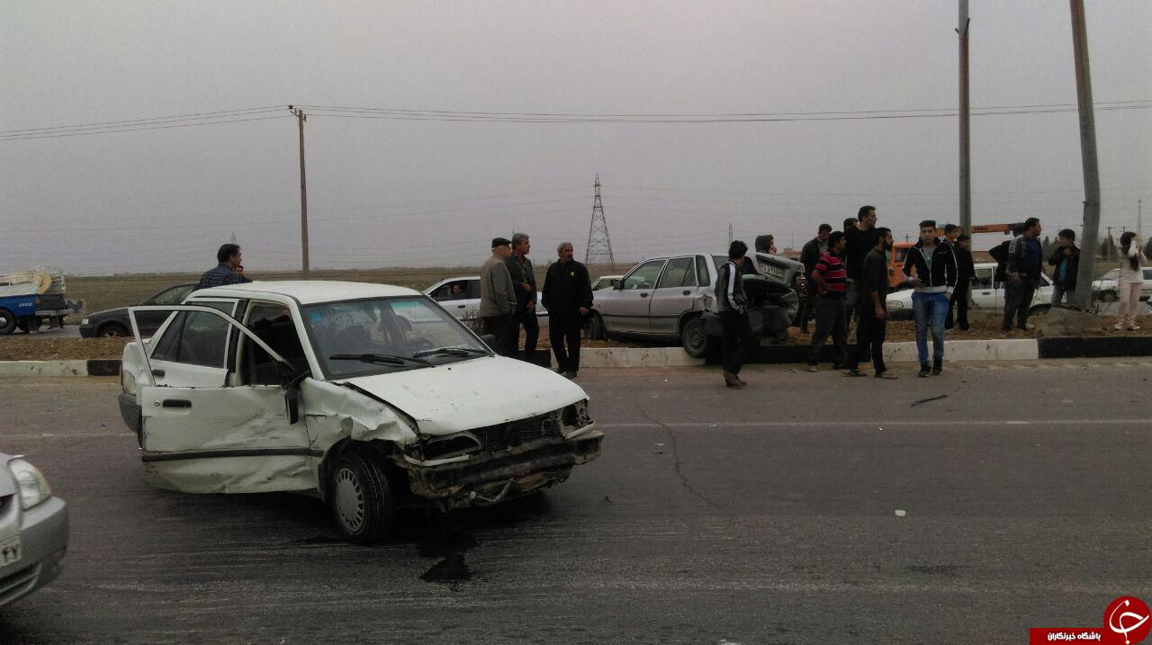 تصادف پژو با دو پراید در کمربندی شمالی اراک +تصویر