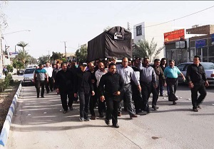 تشییع پیکر مادر شهید محمد علی شیری در بافق