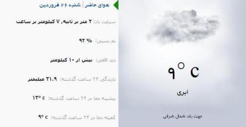 آب و هوا - آذربایجان شرقی 26 فروردین ماه  96