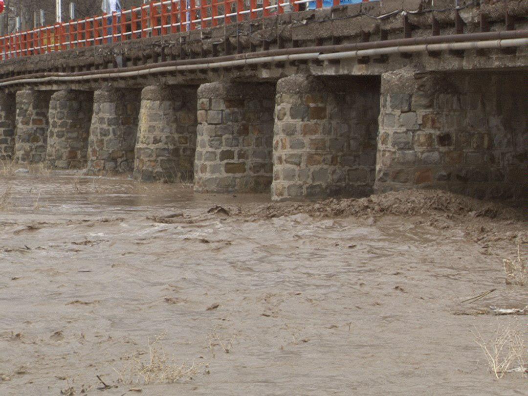 طغیان رود خانه اوجان چای شهرستان بستان آباد