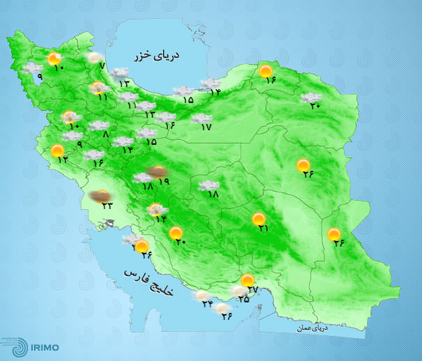 وضعیت آب و هوای 27 فروردین/ فعالیت سامانه بارشی در عمده مناطق کشور+جدول