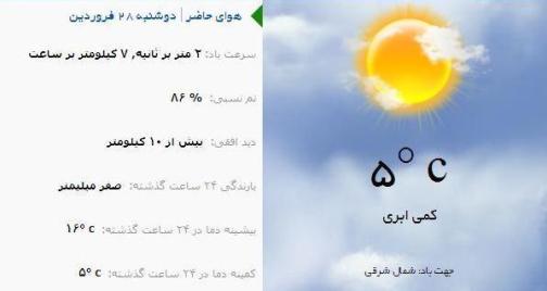 آب و هوا - آذربایجان شرقی 28 فروردین ماه  96