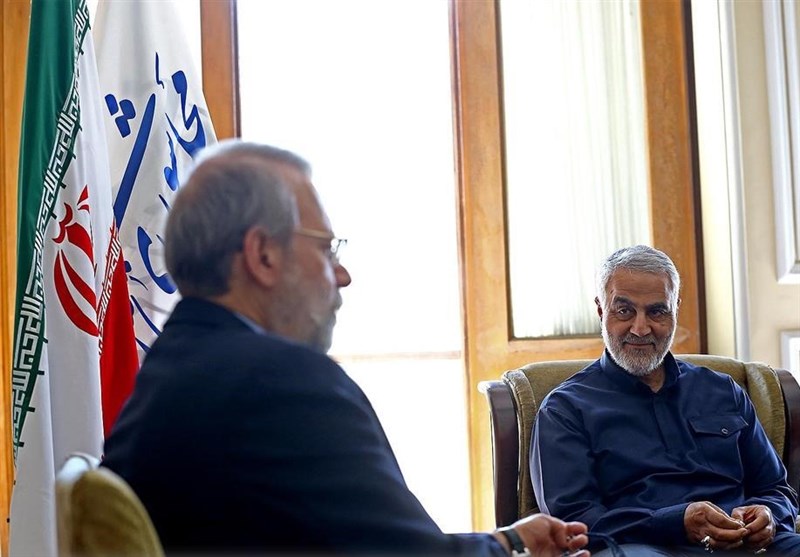 گزارش تصویری از دیدار سرلشکر سلیمانی و تعدادی از فرماندهان سپاه با رئیس مجلس