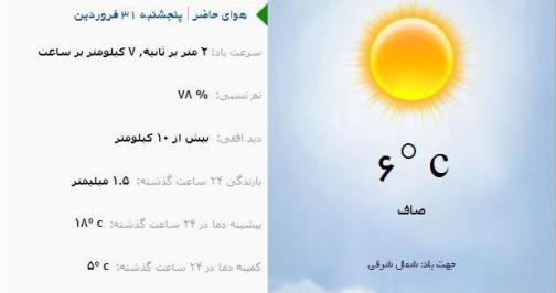 آب و هوا - آذربایجان شرقی 31 فروردین ماه  96