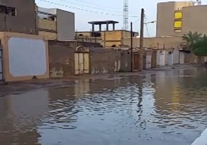 تشکیل دریاچه در خیابان های سربندر + فیلم