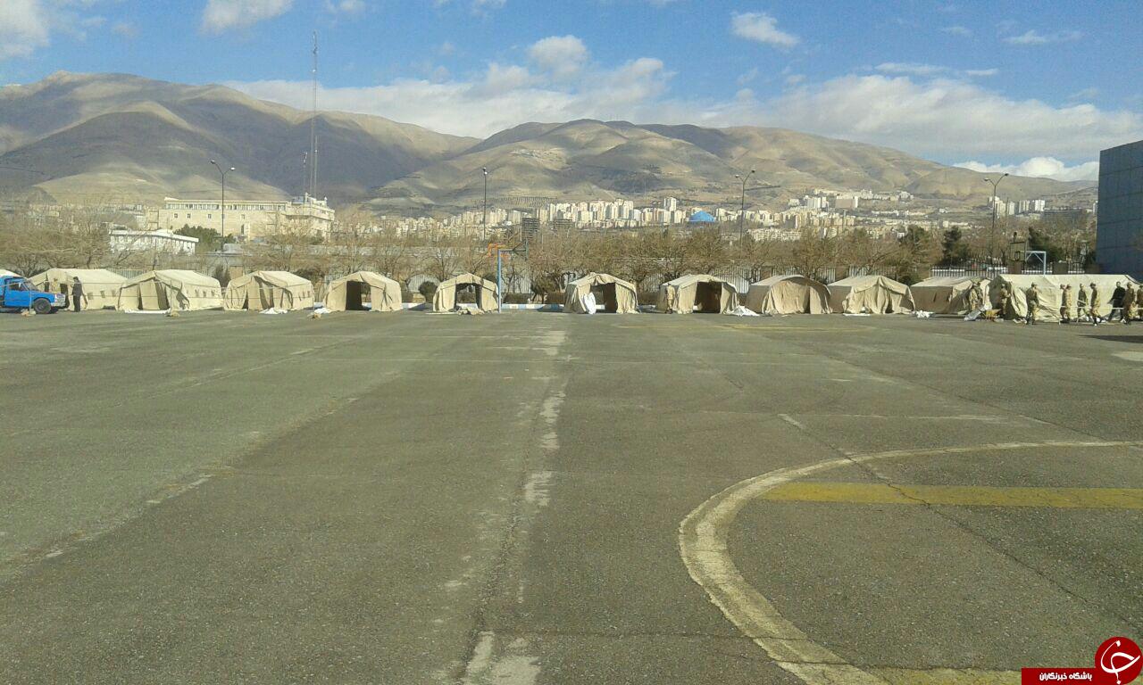 برپایی چادرهای امداد و درمان در چند نقطه از مراکز نیروی زمینی ارتش