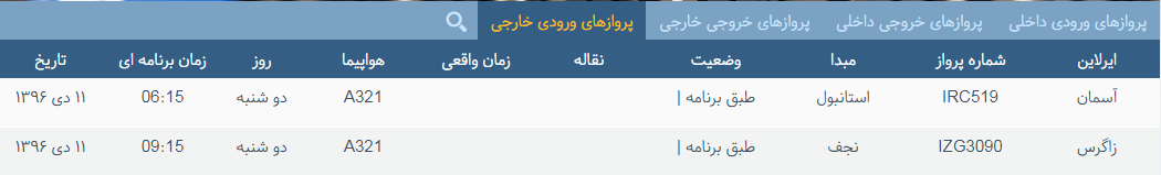 پرواز&zwnj;های دوشنبه ۱۱ دی ماه از فرودگاه بین المللی ارومیه
