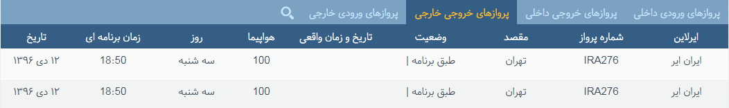 پرواز&zwnj;های سه شنبه ۱۲ دی ماه از فرودگاه بین المللی ارومیه