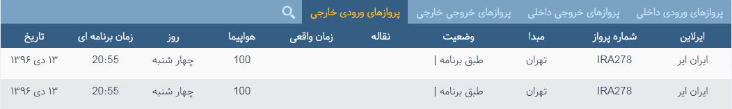 پرواز&zwnj;های چهارشنبه ۱۳ دی ماه از فرودگاه بین المللی ارومیه