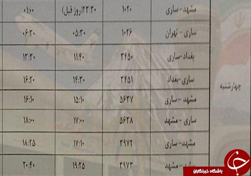 پرواز&zwnj;های چهارشنبه ۱۳ دی از فرودگاه&zwnj; های مازندران
