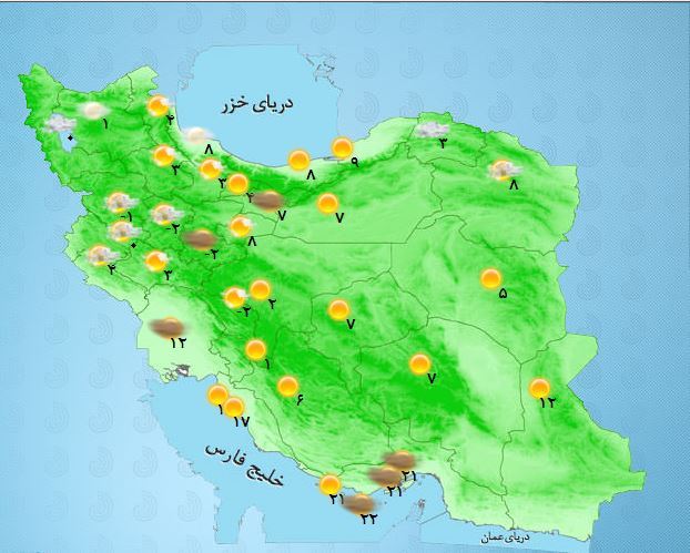 جو پایدار در برخی مناطق استان&zwnj;های کشور+ جدول