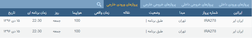 پرواز&zwnj;های جمعه ۱۵ دی ماه از فرودگاه بین المللی ارومیه