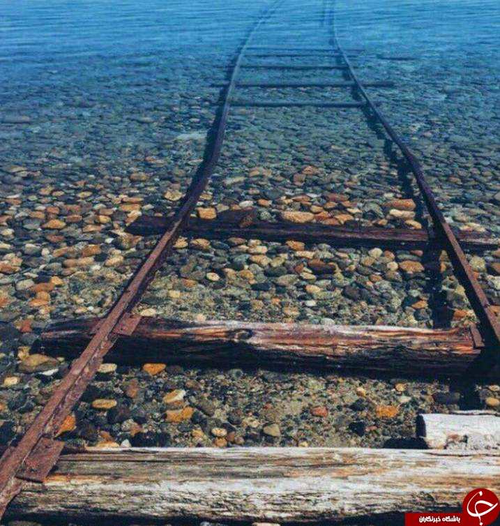 تصویری جالب و دیدنی از ریل قطار در زیر آب&zwnj;