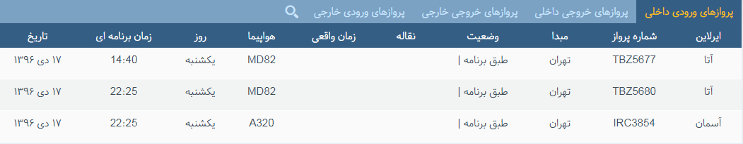 پرواز&zwnj;های یکشنبه ۱۷ دی ماه از فرودگاه بین المللی ارومیه