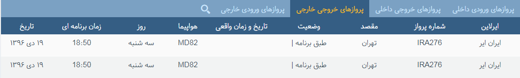 پرواز&zwnj;های سه شنبه ۱۹ دی ماه از فرودگاه بین المللی ارومیه