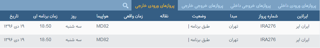 پرواز&zwnj;های سه شنبه ۱۹ دی ماه از فرودگاه بین المللی ارومیه